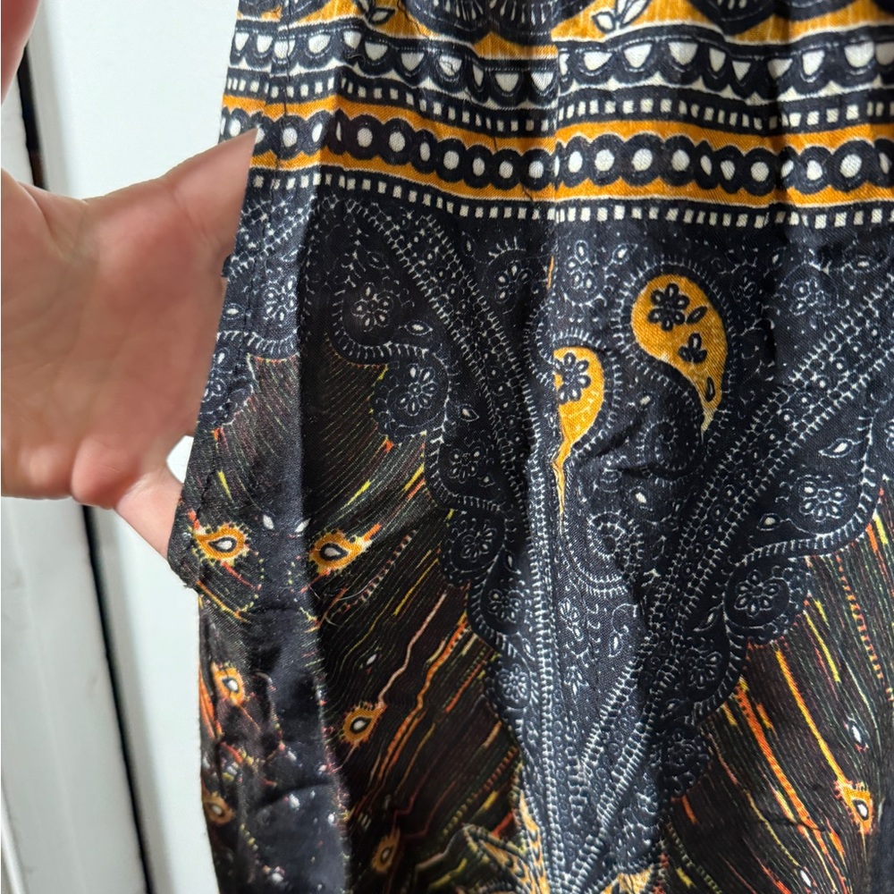 Tribal Patterned navy and Orange Pants - Picture 3 of 4